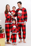 Christmas Family Red Grid Bear Print pyjamassett