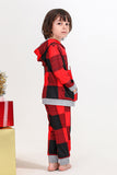 Christmas Family Red Grid Bear Print pyjamassett