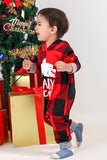 Christmas Family Red Grid Bear Print pyjamassett