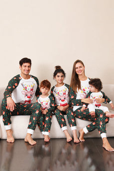Mørkegrønn hjort Christmas Familie pyjamas sett