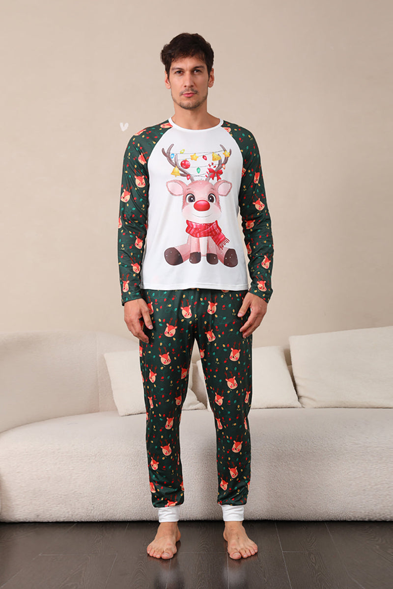Load image into Gallery viewer, Mørkegrønn hjort Christmas Familie pyjamas sett