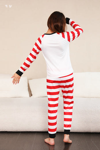 Red Stripes Snømenn Christmas Familie Pyjamas Set