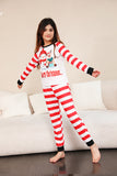 Red Stripes Snømenn Christmas Familie Pyjamas Set