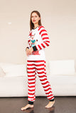 Red Stripes Snømenn Christmas Familie Pyjamas Set