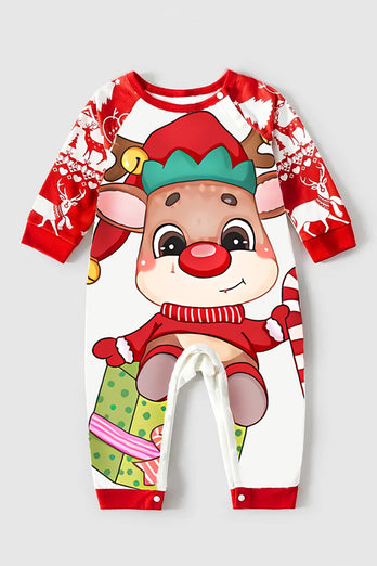 Red Deer Print Christmas Familie Matchende pyjamas Set