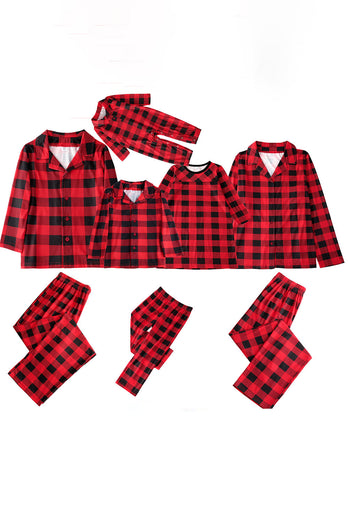 Red Plaid Christmas Family Matchende 2 stykker pyjamassett