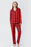 Red Plaid Christmas Family Matchende 2 stykker pyjamassett