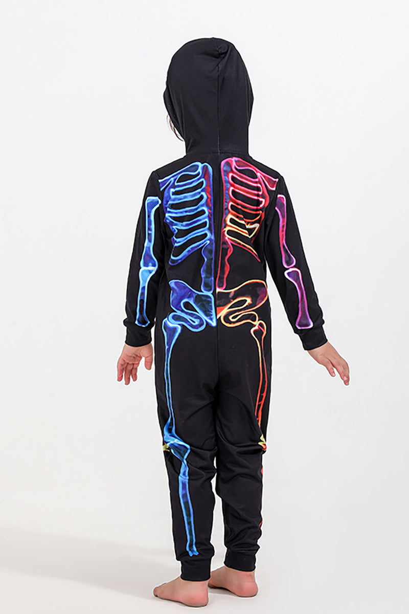 Load image into Gallery viewer, Familie Koselig Skjelett Trykk Zip Up hettegenser jumpsuits