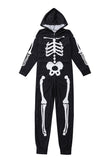 Familie Koselig Skjelett Svart Trykk Zip Up hettegenser Onesie