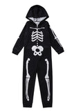 Familie Koselig Skjelett Svart Trykk Zip Up hettegenser Onesie