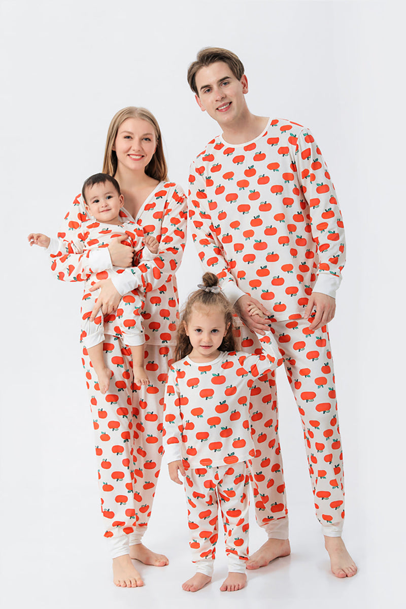 Load image into Gallery viewer, Oransje trykk Christmas Family Matchende pyjamassett