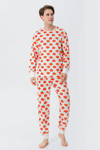 Oransje trykk Christmas Family Matchende pyjamassett