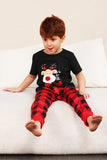 Red Plaid Christmas Family Matchende pyjamassett med korte ermer