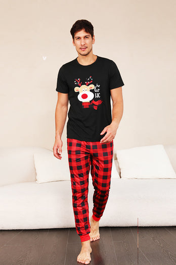 Red Plaid Christmas Family Matchende pyjamassett med korte ermer