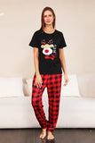 Red Plaid Christmas Family Matchende pyjamassett med korte ermer