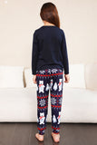 Navy Print Christmas Family Matchende pyjamassett