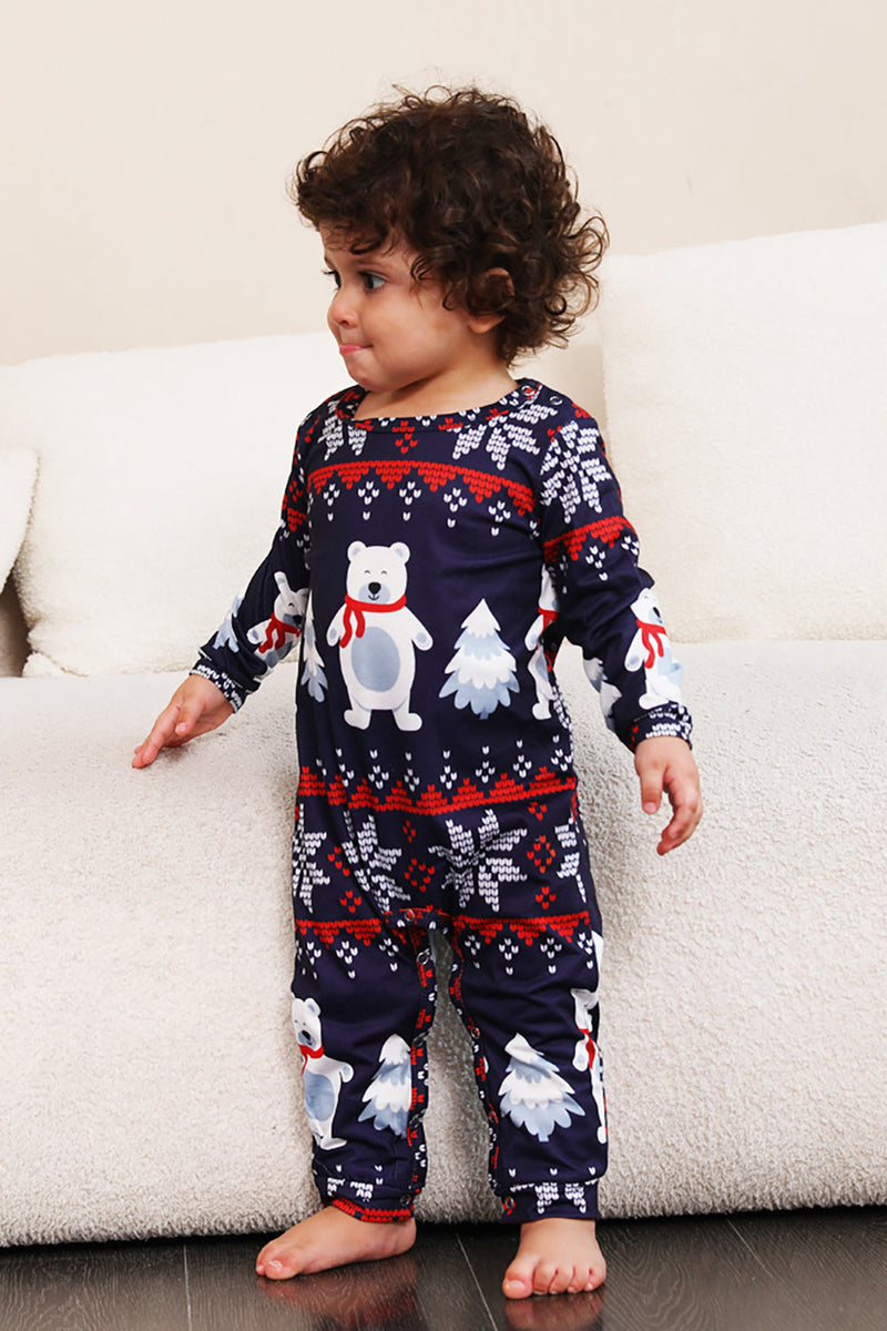 Load image into Gallery viewer, Navy Print Christmas Family Matchende pyjamassett