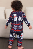 Navy Print Christmas Family Matchende pyjamassett