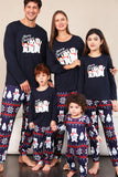 Navy Print Christmas Family Matchende pyjamassett