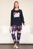 Navy Print Christmas Family Matchende pyjamassett