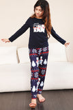 Navy Print Christmas Family Matchende pyjamassett