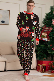 Julenissen og juletreet Black Family Matching pyjamas Set