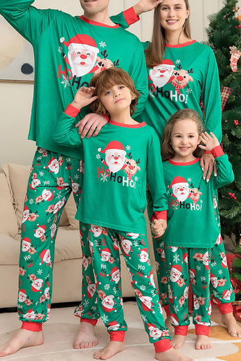 Grønn julenisse og hjort jul Familie matchende pyjamas sett