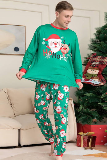 Grønn julenisse og hjort jul Familie matchende pyjamas sett