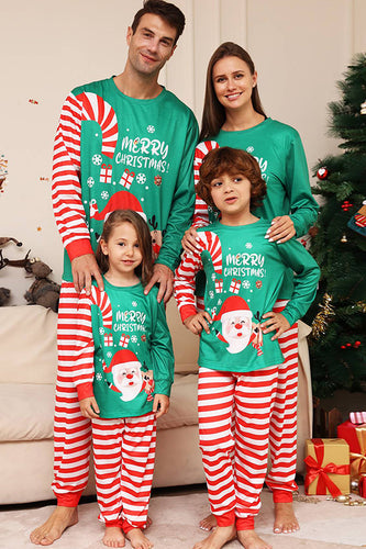 Grønne og røde striper Christmas Family Matching pyjamas Set