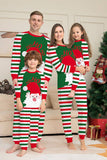 Grønne og røde striper Christmas Santa Claus Family Pyjamas Set