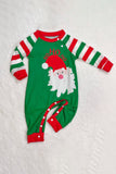 Grønne og røde striper Christmas Santa Claus Family Pyjamas Set