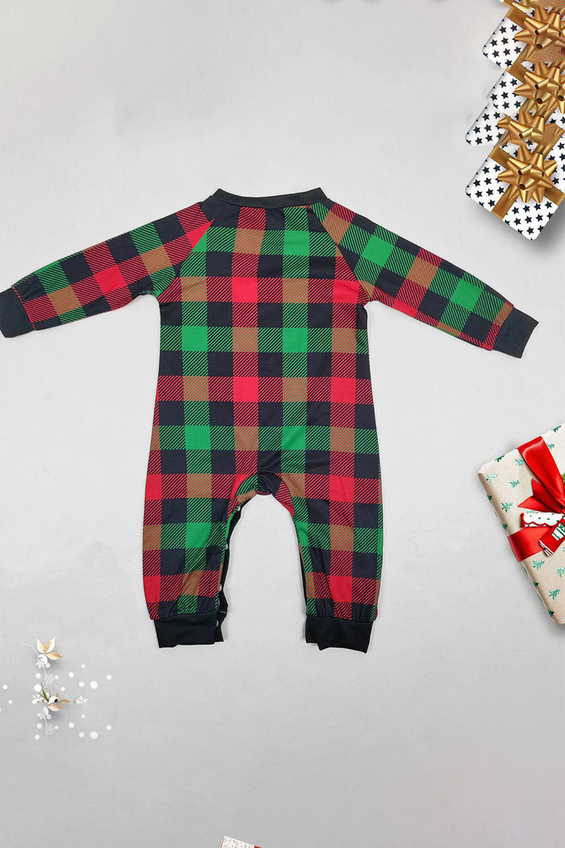 Load image into Gallery viewer, Grønn og rød grid hjort Christmas Family Matchende pyjamassett