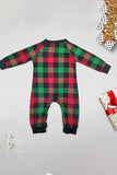 Grønn og rød grid hjort Christmas Family Matchende pyjamassett