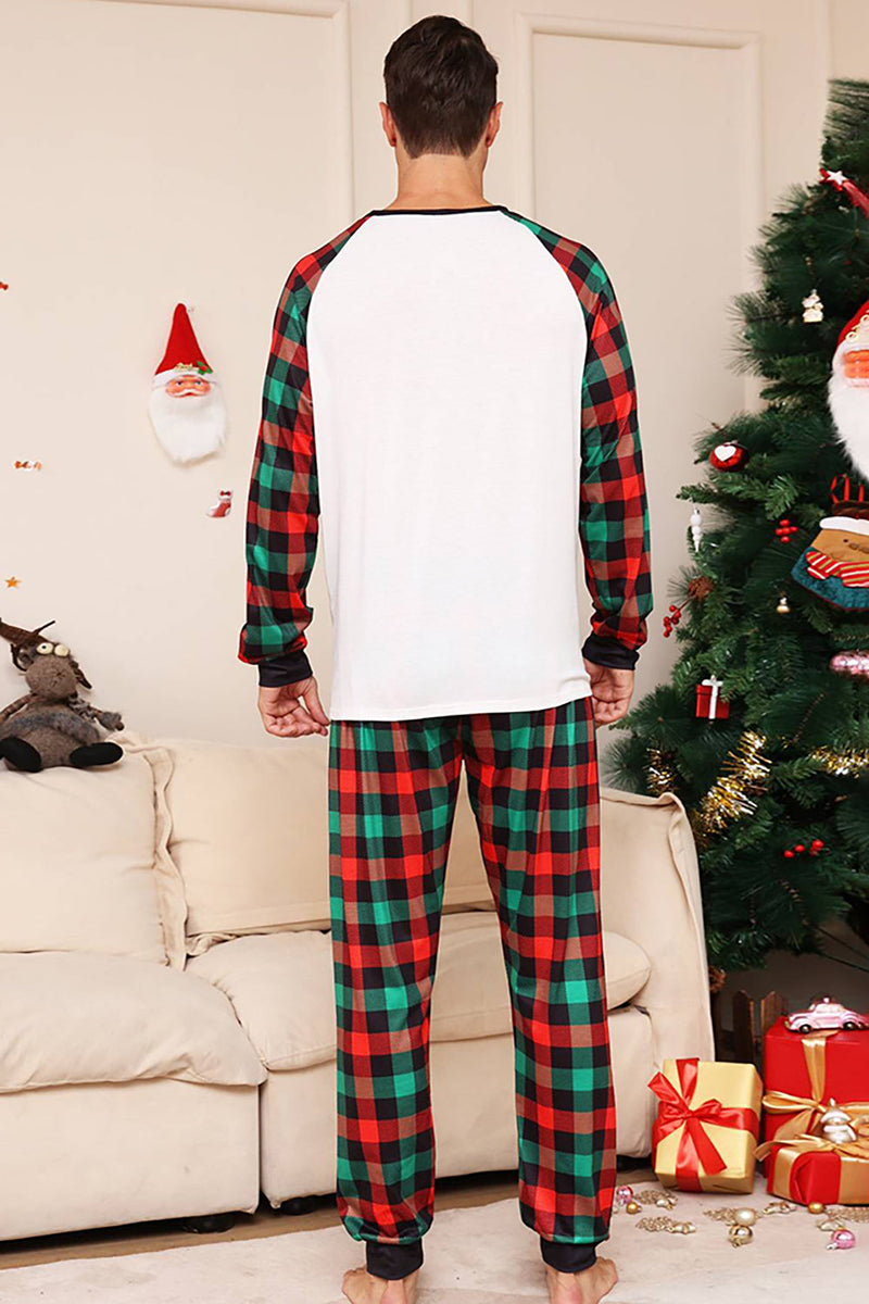 Load image into Gallery viewer, Grønn og rød grid hjort Christmas Family Matchende pyjamassett