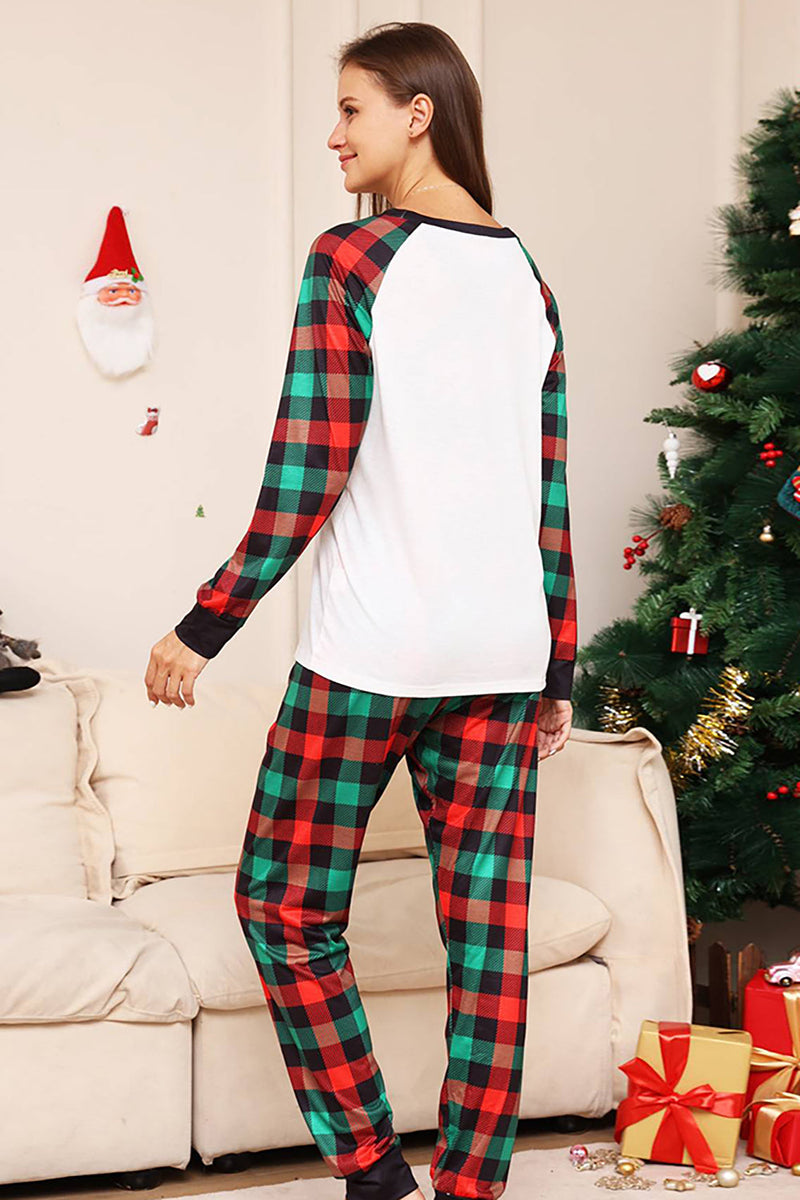 Load image into Gallery viewer, Grønn og rød grid hjort Christmas Family Matchende pyjamassett