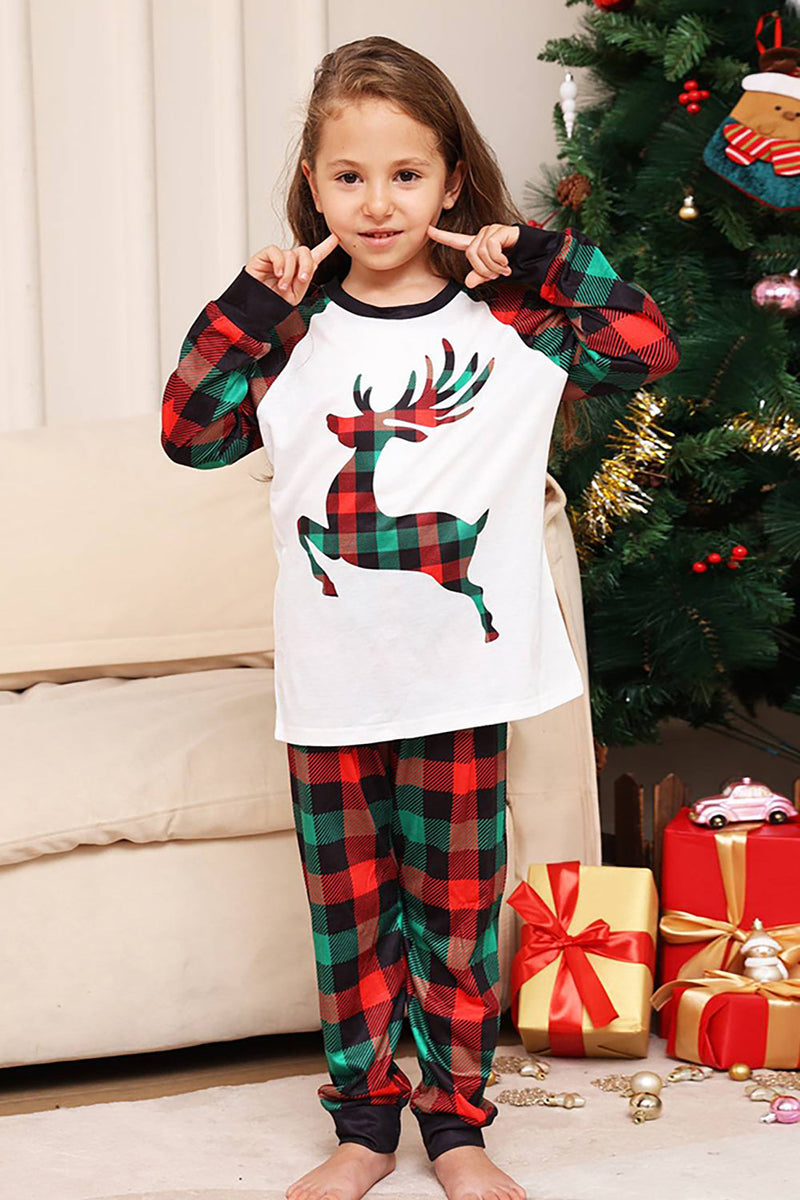 Load image into Gallery viewer, Grønn og rød grid hjort Christmas Family Matchende pyjamassett