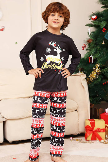 Christmas Black Deer og Snowflake Family Matchende pyjamassett