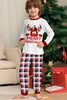 Load image into Gallery viewer, Hvit hjort og rød rutete julefamilie matchende pyjamassett