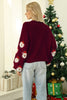 Load image into Gallery viewer, Svart julenisse strikket genser med lange ermer