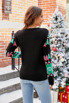 Kvinners Christmas Black Pullover strikket genser