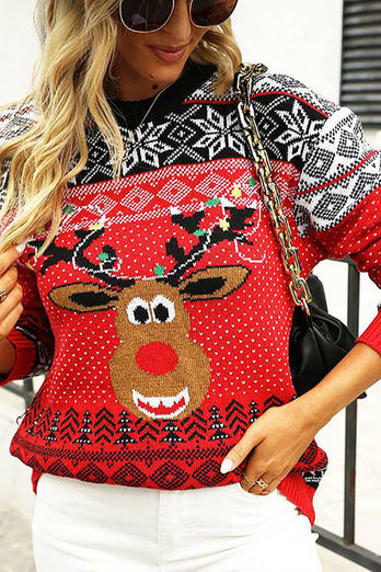 Christmas Red Elk strikket genser