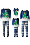 Christmas Family Matching pyjamas Set Blue Christmas Tree Print pyjamas