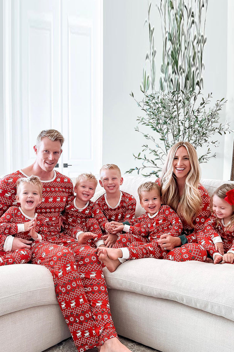 Load image into Gallery viewer, Christmas Family Matchende pyjamas Sett rød trykt pyjamas