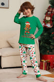 Familie Matchende pyjamas Grønn Santa Claus Print Christmas pyjamas Set