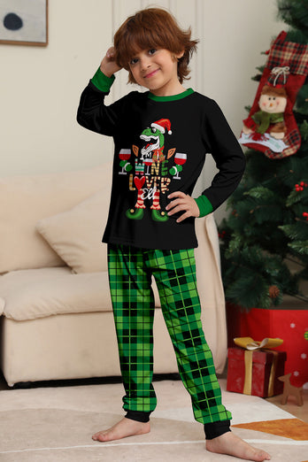 Christmas Familie Wine Lover Dinosaur Print pyjamas Set