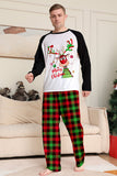 Christmas Family Black White Deer Trykt rutete pyjamassett