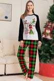 Christmas Family Black White Deer Trykt rutete pyjamassett