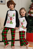 Black White Deer Trykt rutete Christmas Family Pyjamassett