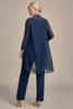 Load image into Gallery viewer, Navy 3 Piece Mother of the Bride Pant Suits med Appliques