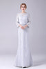 Load image into Gallery viewer, Sølv blonder skjede lange ermer gulvlengde mor til bruden kjole